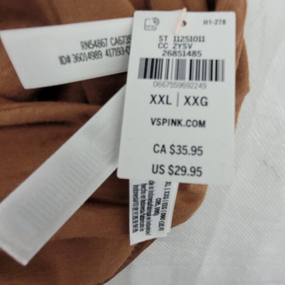 NEW Victorias Secret PINK Cotton Wave Unlined Bralette Size XXL Camel Brown NWT - Picture 3 of 12